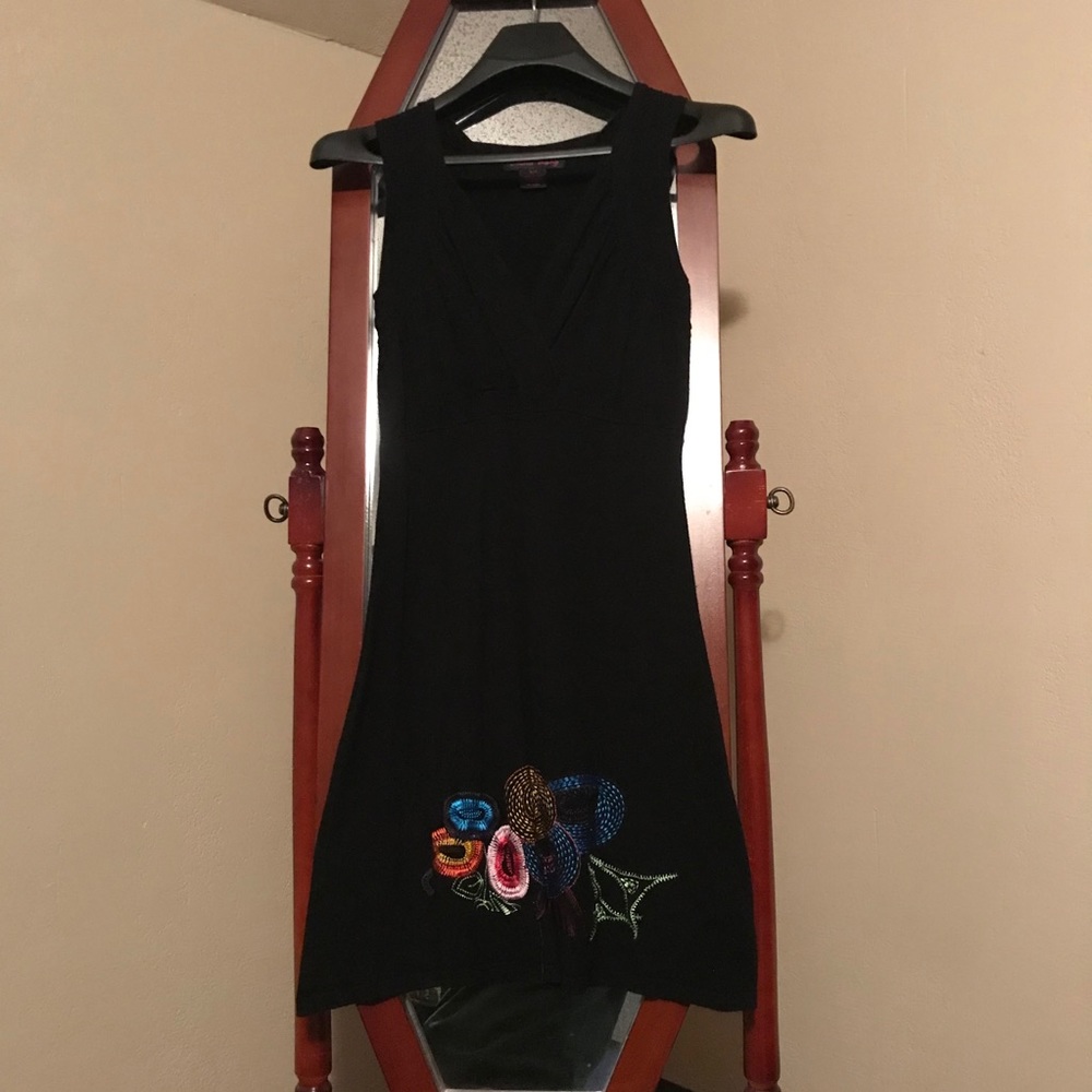 Elena Wang - Black Floral Embroidered Dress